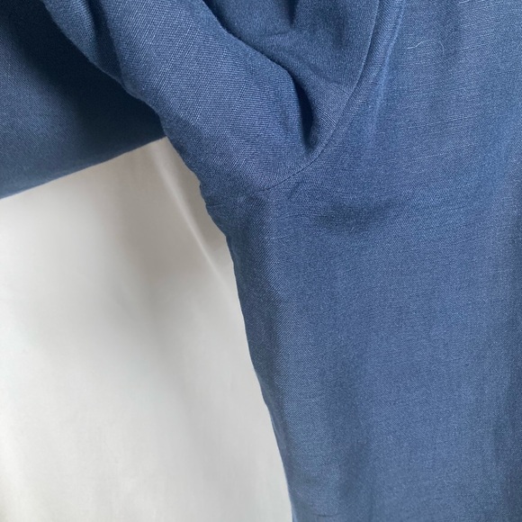 CJ Banks Navy Linen Blend Pull on Drawstring Capris Sz 1x NWT - Picture 5 of 9